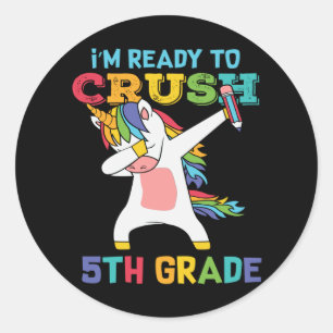 Vorbereitung Crush 5. Klasse Back School Einhorn E Runder Aufkleber
