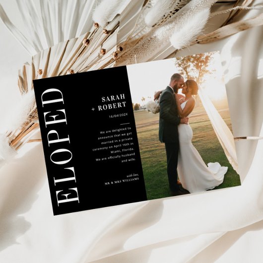 Vorbereitung der Schwarz-Weiß-Hochzeitserklärung Dankeskarte