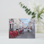 Vorbereitung des Party auf der Straße. Postkarte (Stehend Vorderseite)