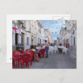 Vorbereitung des Party auf der Straße. Postkarte (Vorne/Hinten)