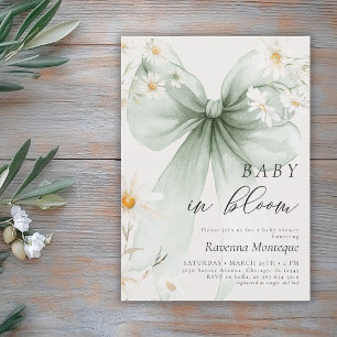 Vorbereitung fürs Baby in Blütenform Daisy Grüner  Einladung