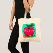 Vorbereitung Pinker Apfel-Lehrer-Name-Aufkleber Tragetasche (Vorderseite (Produkt))
