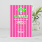 Vorbereitung Rosa Gestreift Grüne Pickleball-Absch Einladung (Stehend Vorderseite)