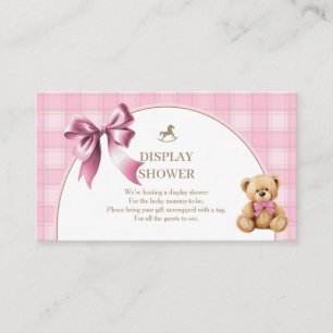 Vorbereitung Teddy Bär Rosa Karo Anzeige Dusche Begleitkarte