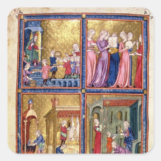 Vorbereitungen für den Pessach Quadratischer Aufkleber (Vorderseite)