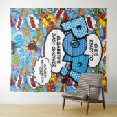 Vorbereitungen für Pop Baby Shower Blue Foto Hinte Wandteppich (Beispiel (Horizontal))