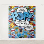 Vorbereitungen für Pop Baby Shower Blue Foto Hinte Wandteppich (Vorderseite)