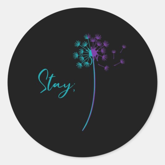 Vorbeugung Lüster Aquamarin und Lila Bleibe Semico Runder Aufkleber (Vorderseite)