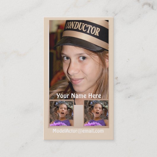 Vorbildliche Schauspielerheadshot-Visitenkarte Visitenkarte (Vorderseite)