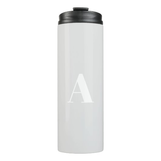 Vorbuchstabe in Monogramm, hellgrau, weiß Thermosbecher (Vorderseite)