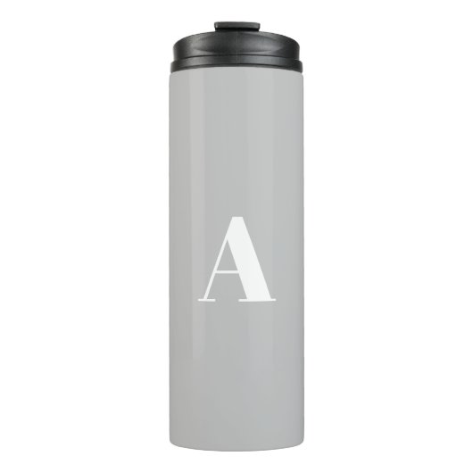 Vorbuchstaben in Monogramm hellgrau Thermosbecher (Vorderseite)