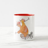 Vorder! Golf spielende Huhn-Tasse Zweifarbige Tasse (Mittel)