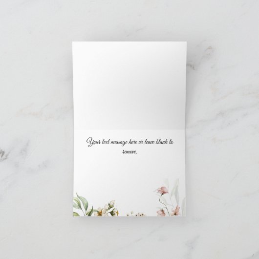 Vorder-, Innen- und Rückseite, Blumenspülung Kinde Dankeskarte (Innenseite)