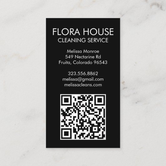 Vorder-Tür-Haus Reinigung Gartengarten QR Code Visitenkarte (Rückseite)