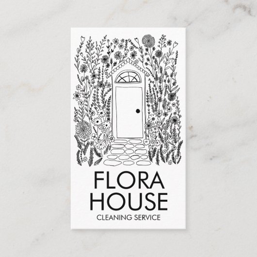 Vorder-Tür-Haus Reinigung Gartengarten QR Code Visitenkarte (Vorderseite)