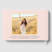 Vorder- und Rückseite Fotos Abschluss Rosa Stiefel Gästebuch (Rückseite)