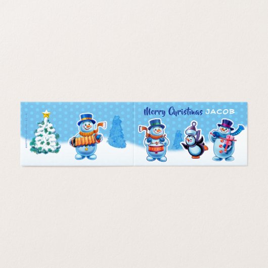 Vorder- und Rückseite Weihnachtskarten - Schneemus (Außenseite Aufgefaltet)