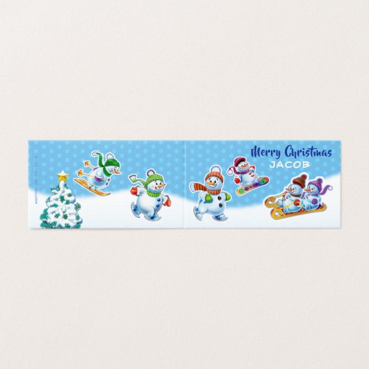 Vorder- und Rückseite Weihnachtskarten Snowmen Ska (Außenseite Aufgefaltet)