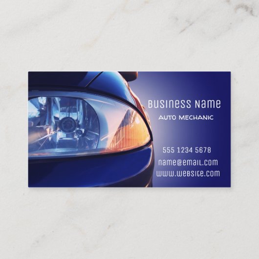 Vorderansicht des Fahrzeugs Visitenkarte (Rückseite)