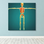 Vorderansicht des menschlichen Skeletts mit Nerven Leinwanddruck (Insitu (Holzboden))