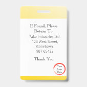 Vordere hellgelbe ID-Karte (vertikal/portrait) Ausweis (Rückseite)