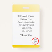 Vordere hellgelbe ID-Karte (vertikal/portrait) Ausweis (Rückseite)