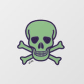 Vordere Keilhalterung mit grünem Schädelquadrat Fensteraufkleber (Blatt)