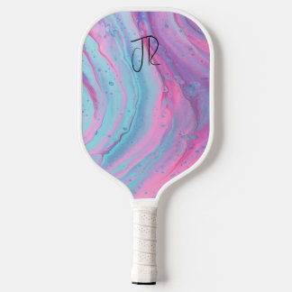 Vordere und Rückseite und Monogramm aus pastellfar Pickleball Schläger