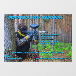 Vordere Vorderseite des Paintball-Shopgeräts Fensteraufkleber