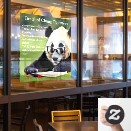 Vordere Vorderseite des Reading Panda Optometrie O Fensteraufkleber