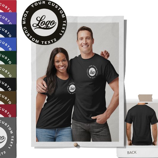 Vorderer Druck. Firmenlogo + WhiteText, Frauen Män T-Shirt