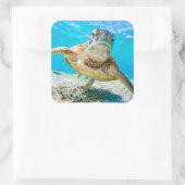 Vorderschildkröte Quadratischer Aufkleber (Tasche)