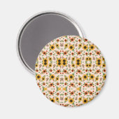 Vorderseite eines runden Knopfes mit farbenfrohem  Magnet (Vorderseite/Rückseite)