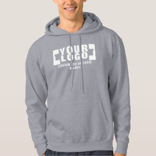 Vorderseite +optionale Rückseite, Firmenlogo Grau  Hoodie
