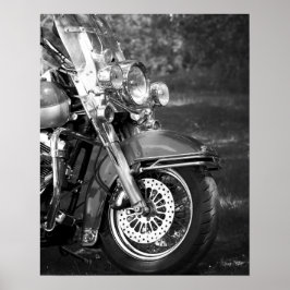 Vorderseite schwarz-weiß Motorrad 16x20 Poster