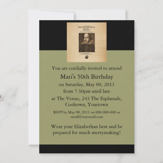 Vorderteil von Shakespeares erster Folio Einladung (Vorderseite)