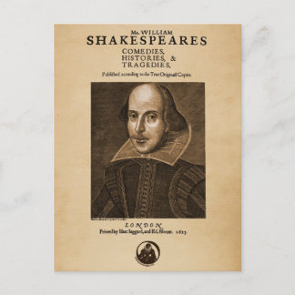 Vorderteil von Shakespeares erster Folio Postkarte