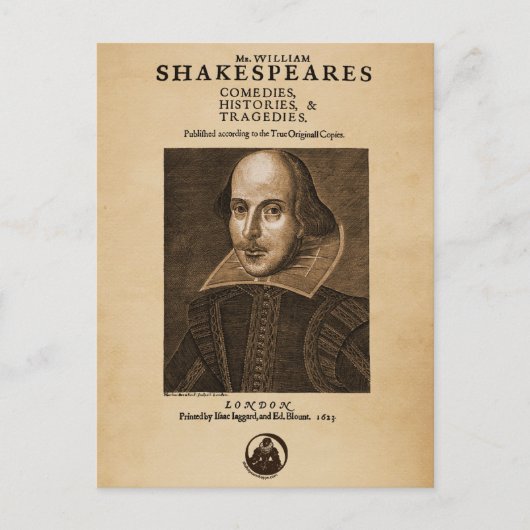 Vorderteil von Shakespeares erster Folio Postkarte (Vorderseite)