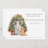Vordertür mit goldenem Retriever Weihnachten (Vorne/Hinten)