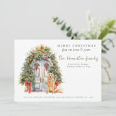 Vordertür mit goldenem Retriever Weihnachten (Stehend Vorderseite)