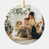 Vordertür mit goldenem Retriever Weihnachten Keramik Ornament (Hinten)