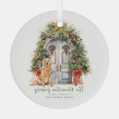 Vordertür mit goldenem Retriever Weihnachten Ornament Aus Glas (Rückseite)