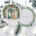Vordertür mit goldenem Retriever Weihnachten Ornament Karte<br><div class="desc">Eine Weihnachtsschmuckkarte mit wunderschöner Aquarelltür,  Kränzen,  Bögen und einem niedlichen Golden Retriever Hund - Urlaubskarten,  eine einzigartige Alternative zu einer traditionellen Ricaso-Karte - fügen Sie Ihren eigenen Text hinzu</div>