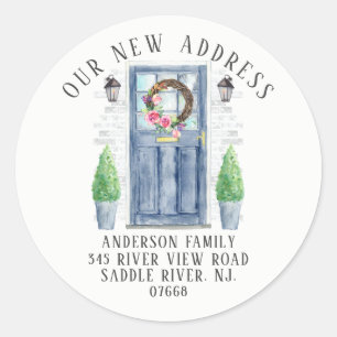 Vordertür   Neue Zuhause-Adressenaufkleber Runder Aufkleber