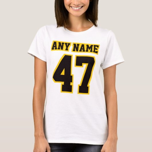 Vorderweiße, schwarze GOLD-T-Shirts für die Baumwo T-Shirt (Vorderseite)