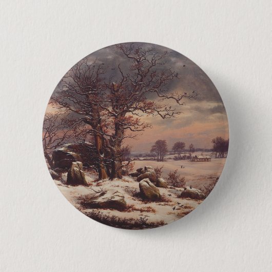 Vordingborg im Winter von J.C. Dahl Fine Art Button (Vorderseite)