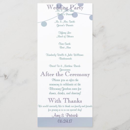 Vorgabe des Lavender Mint Wedding Programms Programm (Rückseite)