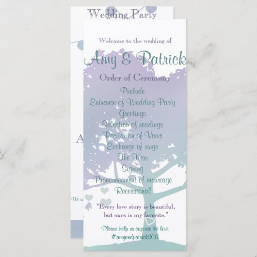 Vorgabe des Lavender Mint Wedding Programms Programm (Vorne/Hinten)