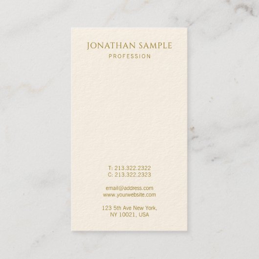 Vorgabe für benutzerdefinierte Goldene Textbezeich Visitenkarte (Rückseite)