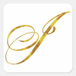 Vorgabe für Monogramm I-Imitate Gold Foil Monogram Quadratischer Aufkleber